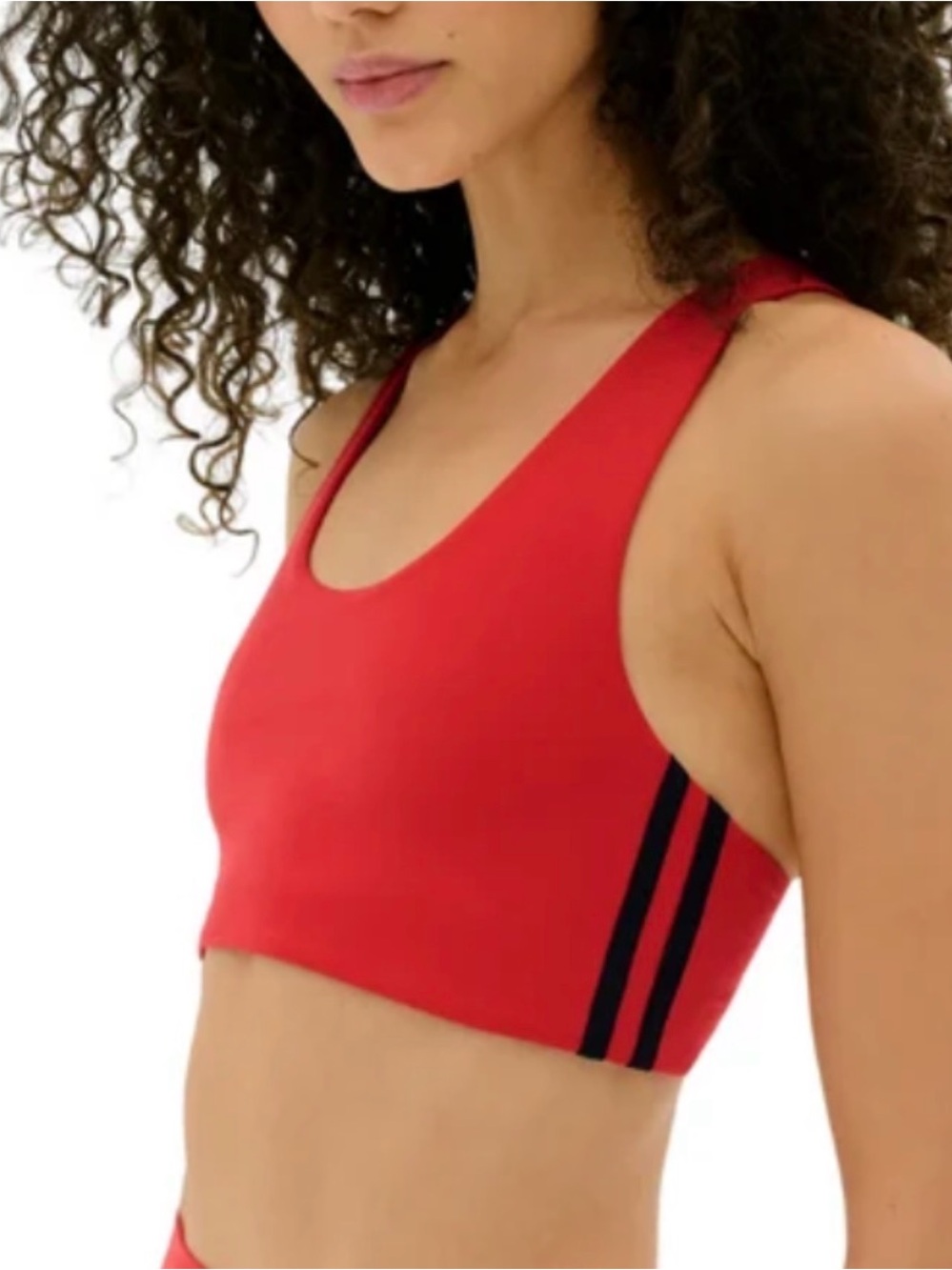 Splits59 Ella Airweight Red Racerback Sports Bra with Black Side Stripes